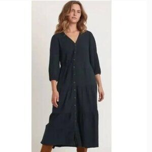 Marine Layer Willow Dress Double Cloth Midi Black NWT S
